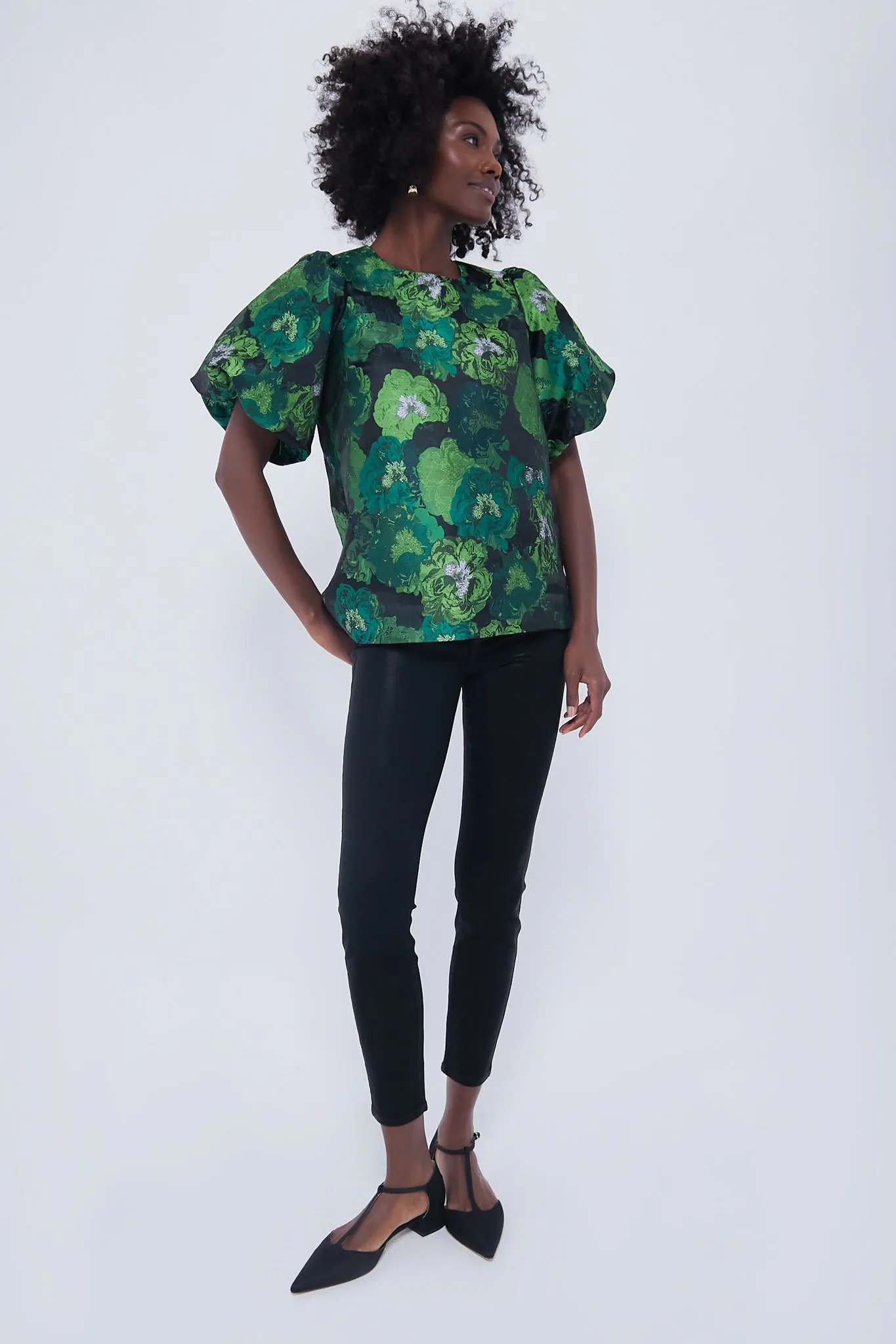 Green Jacquard Lyla Blouse