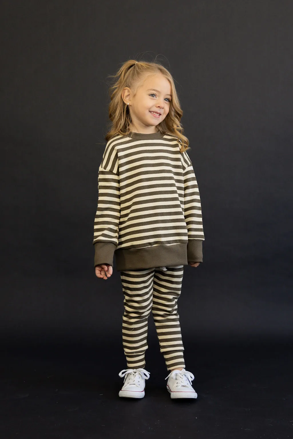 gusset pants CO - dark fatigue beige stripe