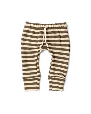 gusset pants CO - dark fatigue beige stripe