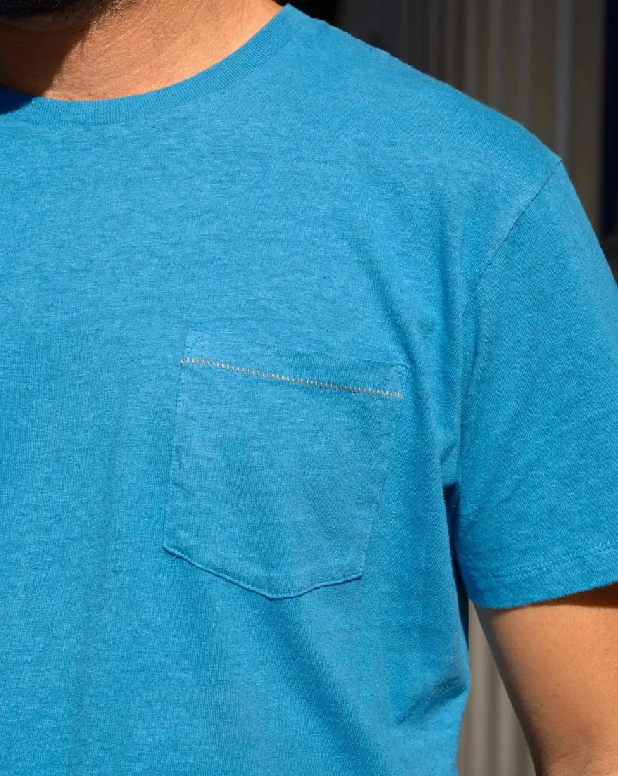 Hemp Pocket Tee in Azure