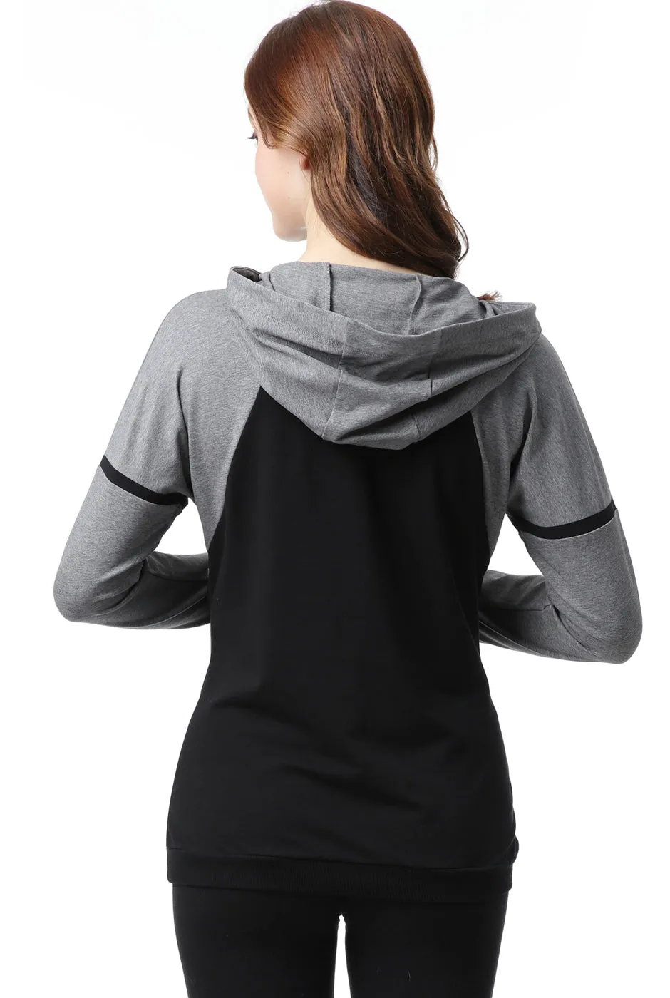 Kimi   Kai Maternity "Dakota" Colorblock Nursing Active Hoodie