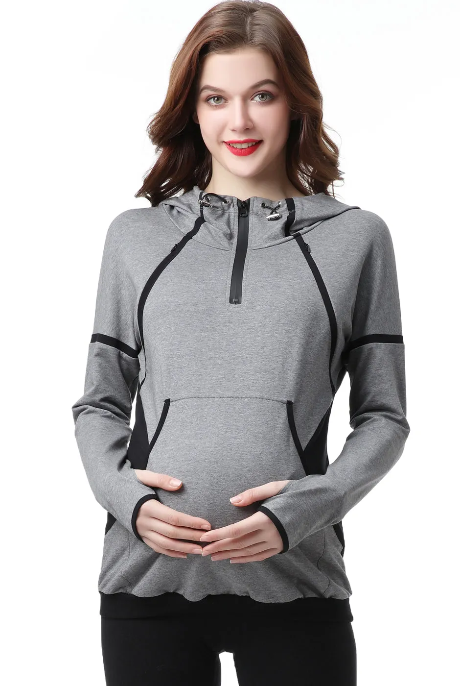 Kimi   Kai Maternity "Dakota" Colorblock Nursing Active Hoodie