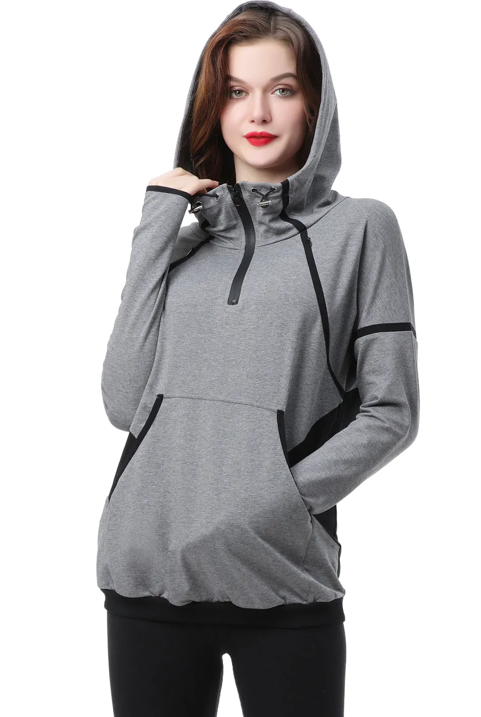 Kimi   Kai Maternity "Dakota" Colorblock Nursing Active Hoodie
