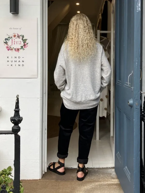 Kind-Human-Kind - Maya V- Neck Relaxed Jumper - Foggy
