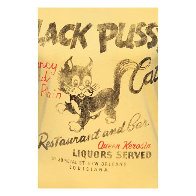 King Kerosin Queen Kerosin Black Pussy Cat Ladies T-Shirt Senf