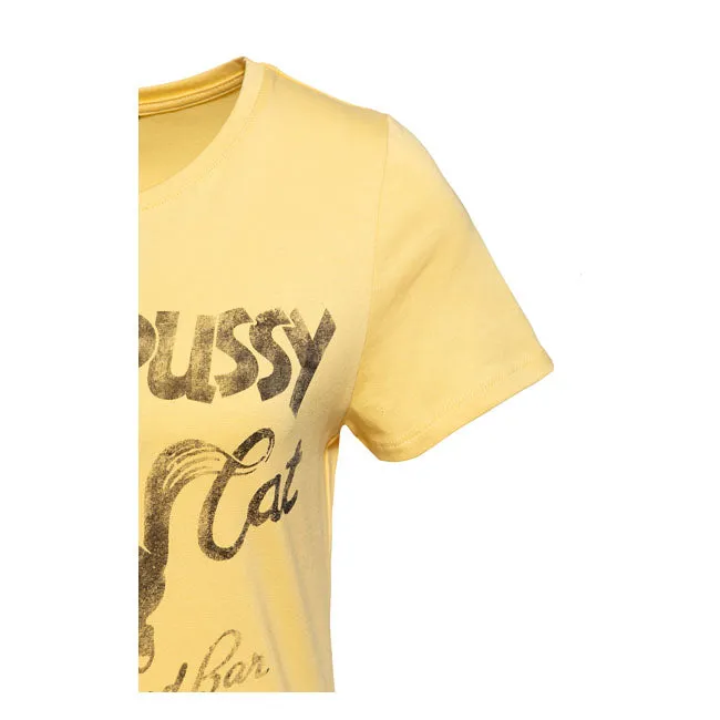 King Kerosin Queen Kerosin Black Pussy Cat Ladies T-Shirt Senf