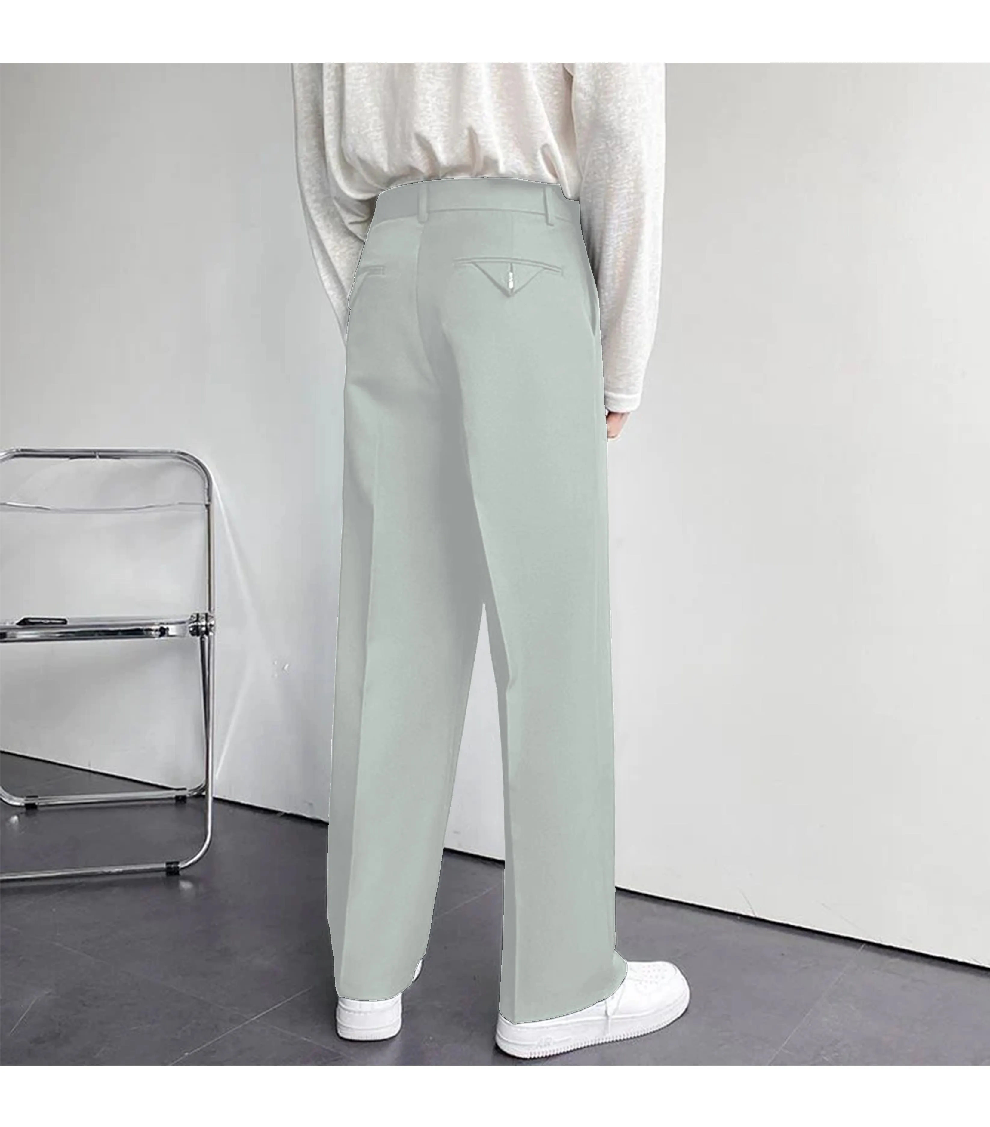 Korean Baggy Loose Fit Pants in Ash Gray - Bwolves Men's Collection