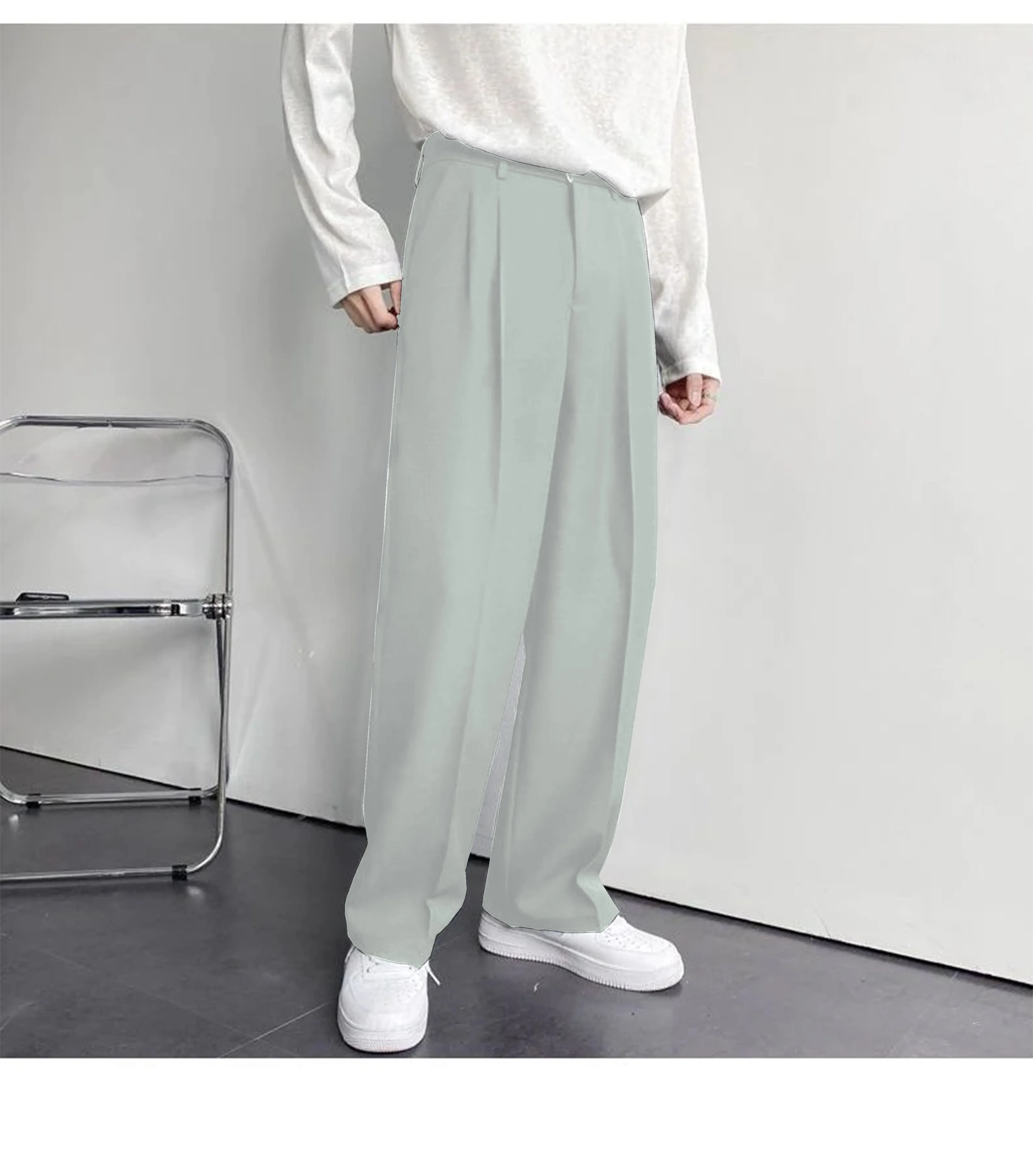 Korean Baggy Loose Fit Pants in Ash Gray - Bwolves Men's Collection