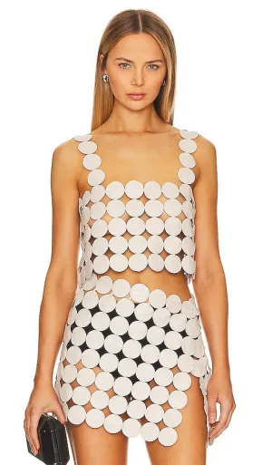 LAMARQUE Finley Leather Top in Ivory