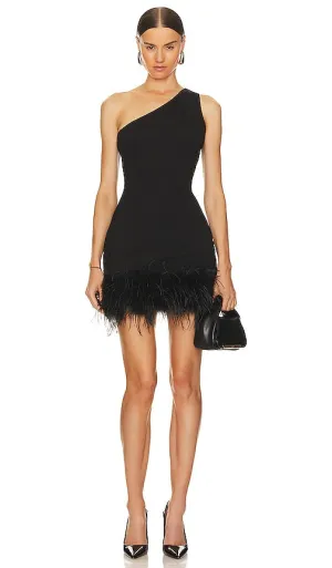 LAMARQUE Tafia One Shoulder Mini Dress in Black