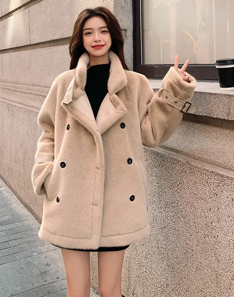 Lamb Wool Winter For Small People High-End Gentle Women's Coat
