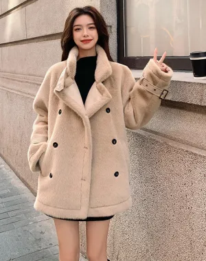 Lamb Wool Winter For Small People High-End Gentle Women's Coat