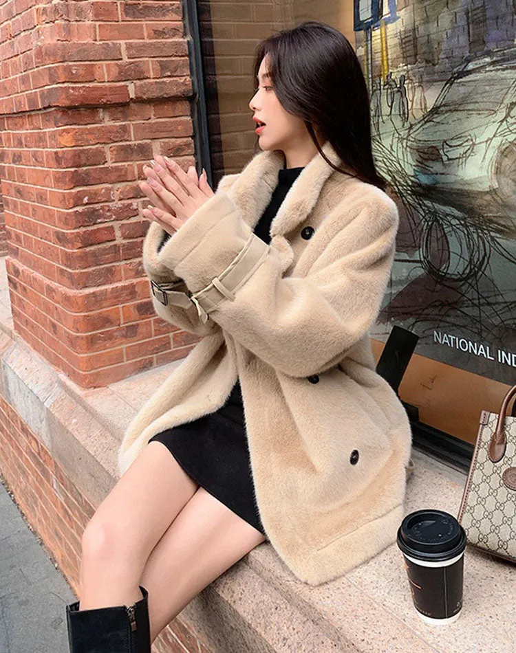 Lamb Wool Winter For Small People High-End Gentle Women's Coat