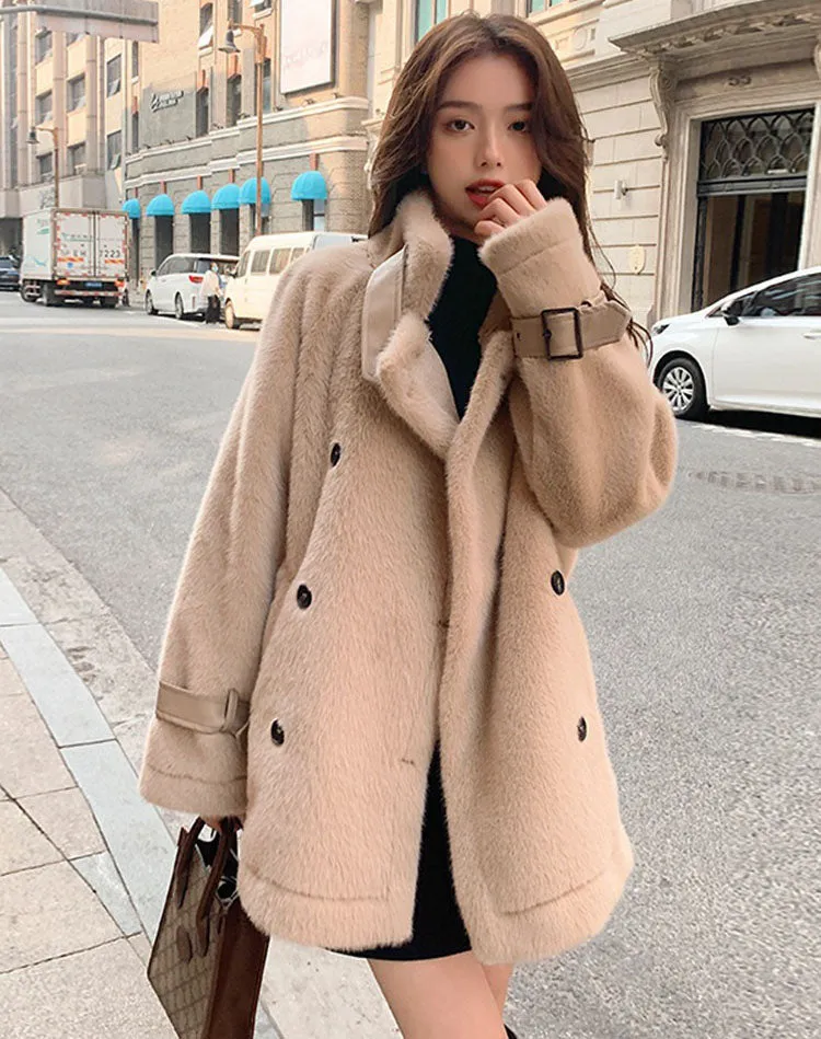 Lamb Wool Winter For Small People High-End Gentle Women's Coat