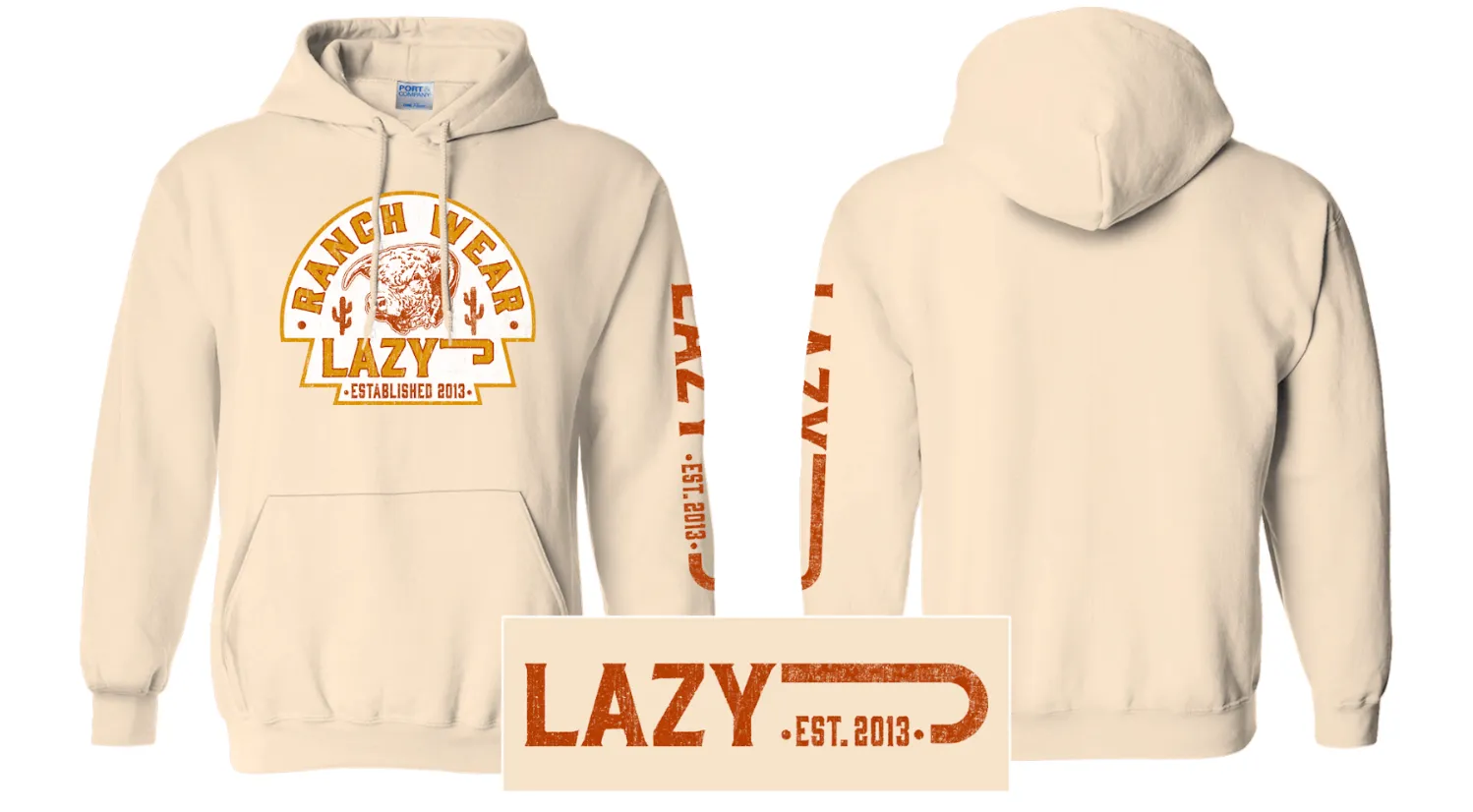 Lazy J Ranch Cactus Hereford Arrowhead Pullover Hoodie - Tan