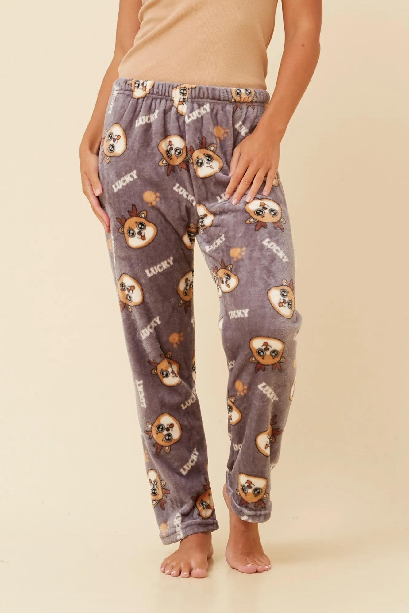 LEE REINDEER PRINT PLUSH PYJAMA PANTS