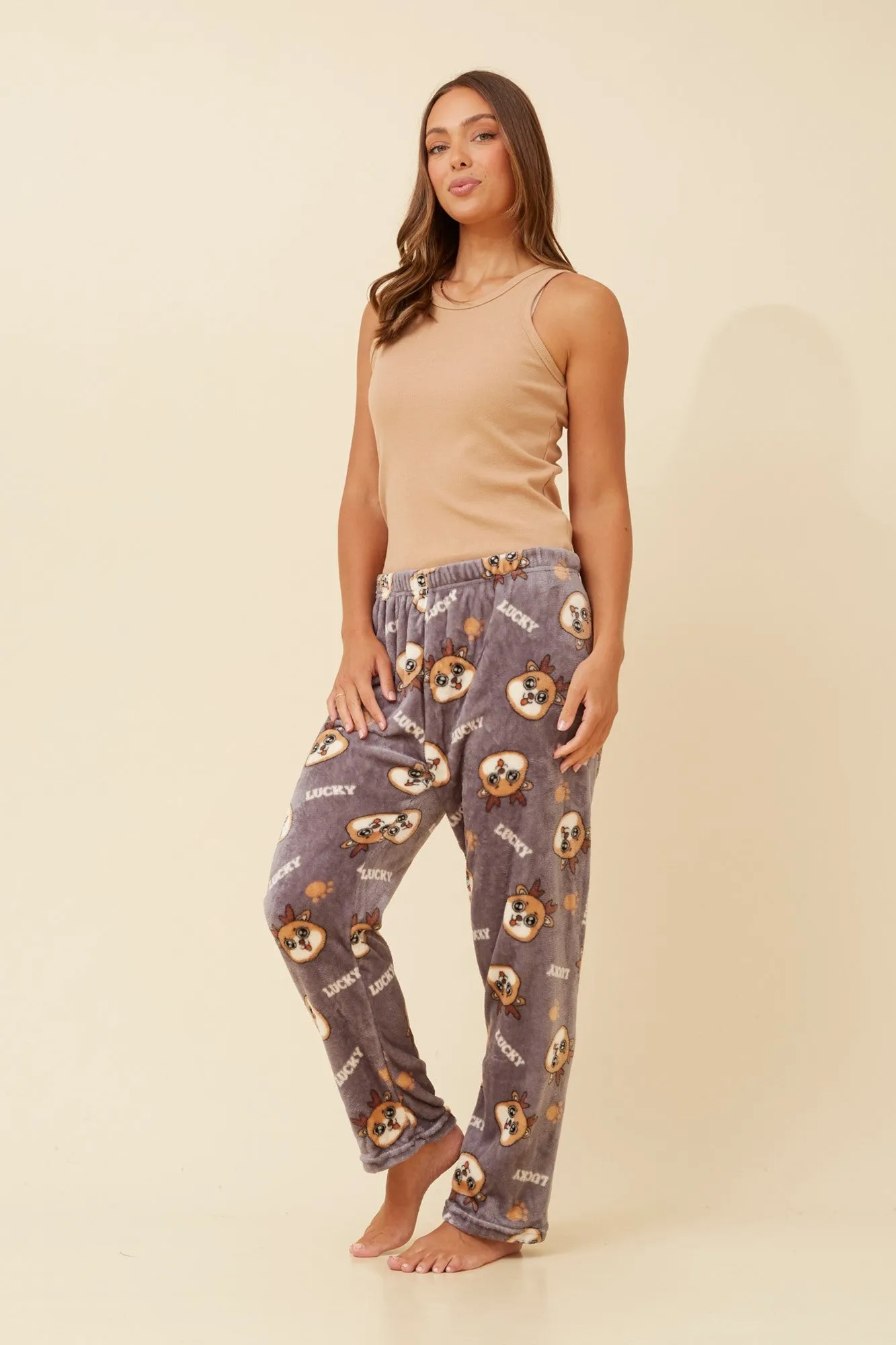 LEE REINDEER PRINT PLUSH PYJAMA PANTS