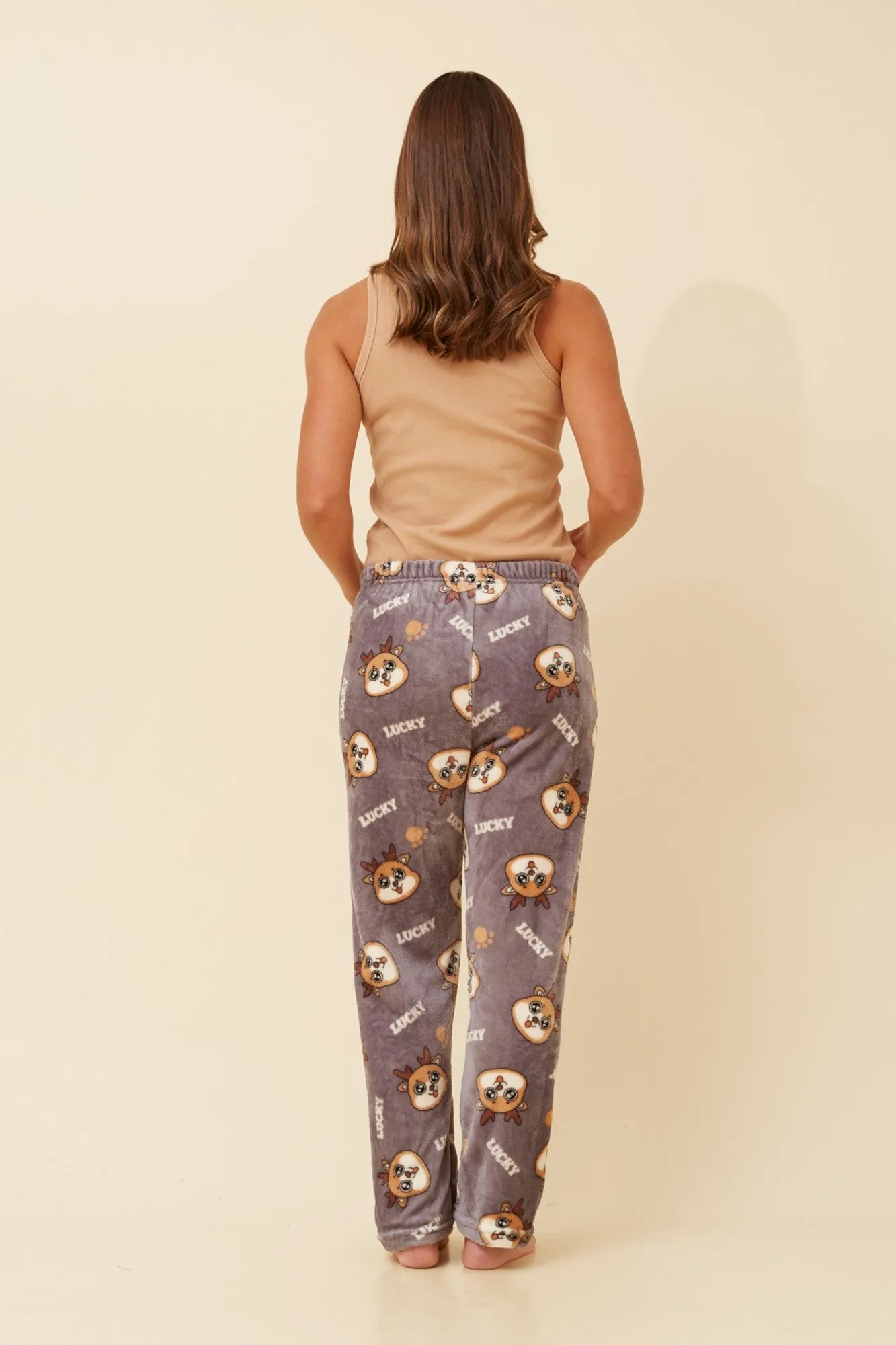LEE REINDEER PRINT PLUSH PYJAMA PANTS