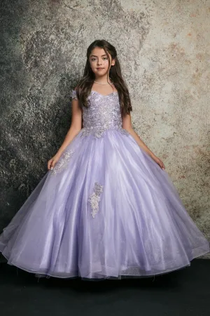 Lilac Girls's Off Shoulder Embroider Dress