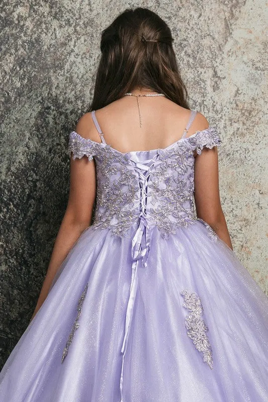 Lilac Girls's Off Shoulder Embroider Dress