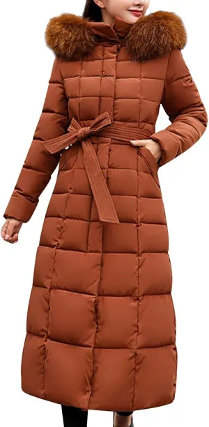 Long Jacket Women Fur Collar Lace Up Cotton Parkas Coat Classic Winter 2023 Warm with Hood Military Utility Jackets