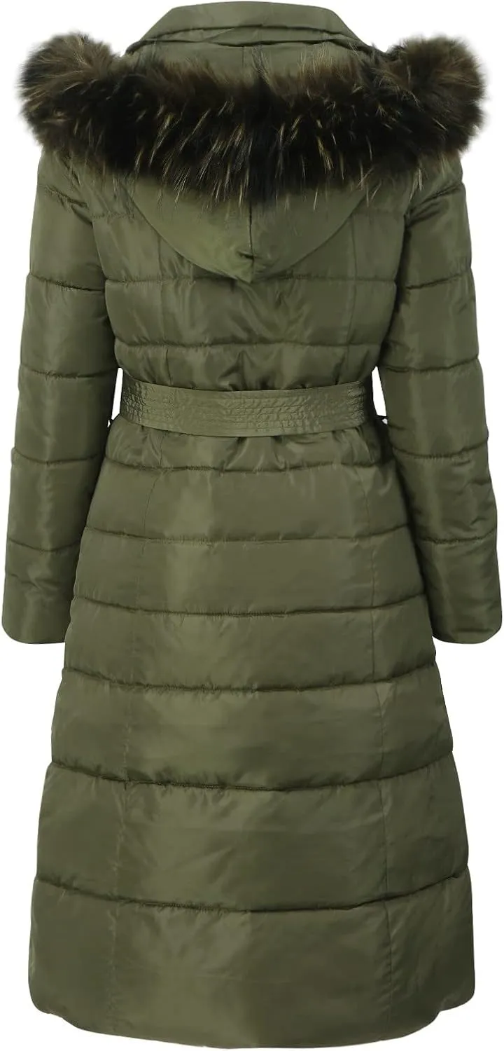 Long Jacket Women Fur Collar Lace Up Cotton Parkas Coat Classic Winter 2023 Warm with Hood Military Utility Jackets