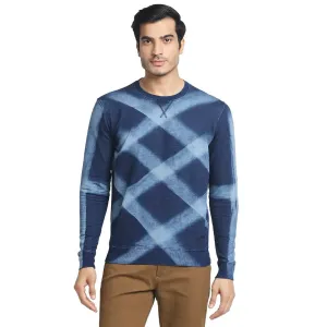 Men Indigo Tailored Fit Solid Cotton Full Sleeve Sweatshirts