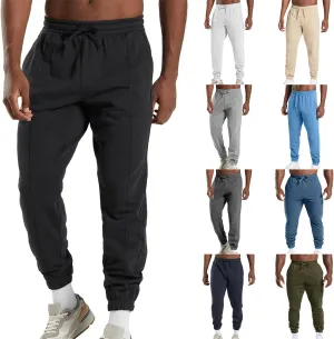 Men's High Waist Fleece Joggers Sweatpants Drawstring Track Pants with Pockets for Yoga Workout Running Lounge Wear