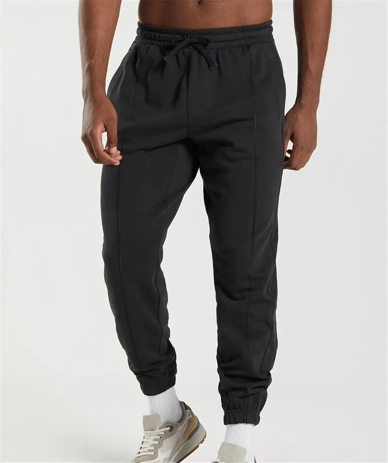 Men's High Waist Fleece Joggers Sweatpants Drawstring Track Pants with Pockets for Yoga Workout Running Lounge Wear