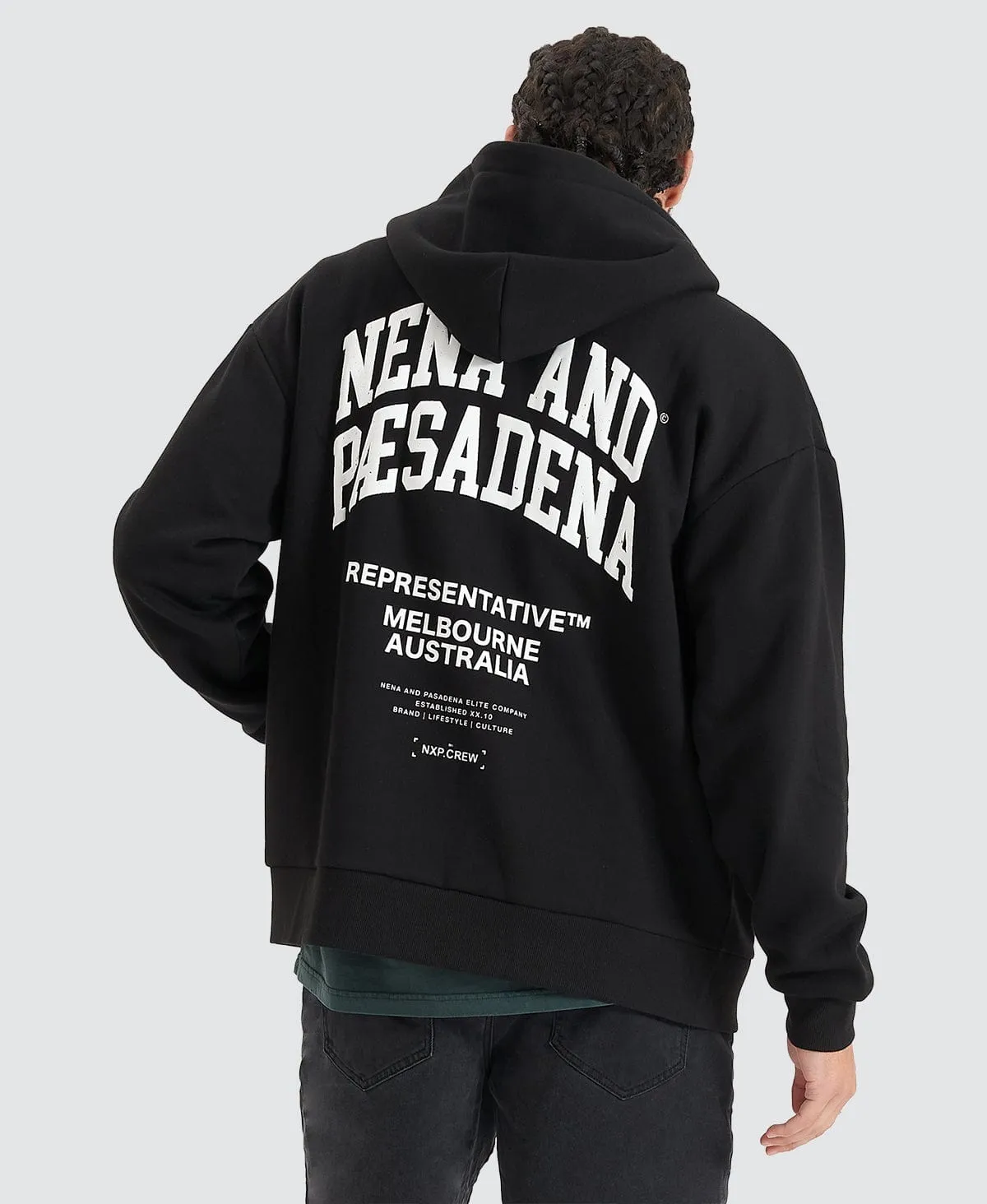 Overtaking Relaxed Hooded Zip Jumper Jet Black