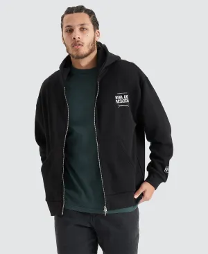 Overtaking Relaxed Hooded Zip Jumper Jet Black
