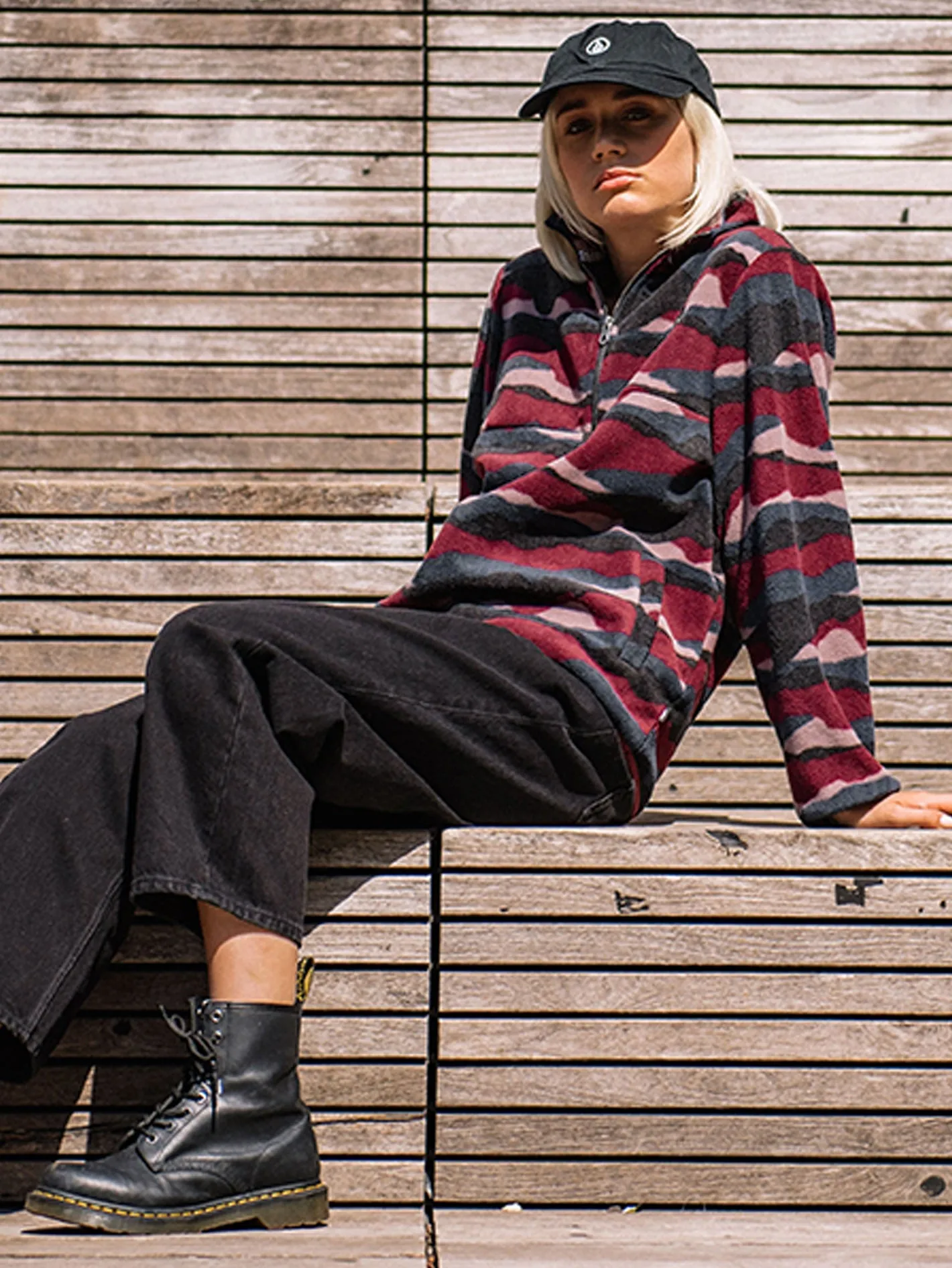 Pheelin It Mock Neck Hoodie - Burgundy