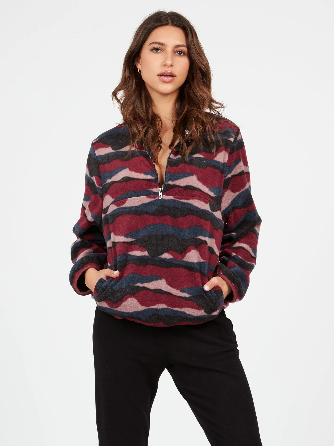 Pheelin It Mock Neck Hoodie - Burgundy