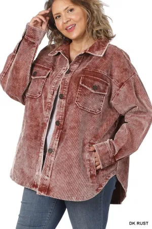 Plus Premium Vintage Oversized Corduroy Shacket - Zenana