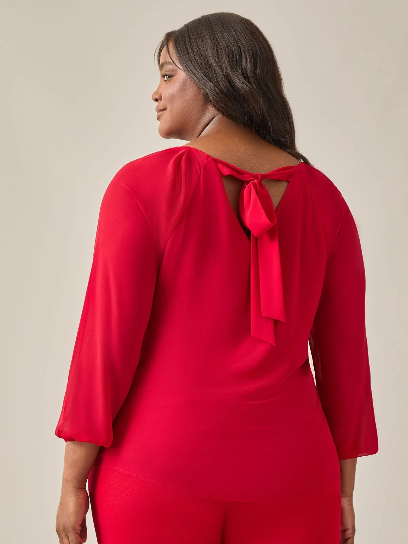 Plus Size Raglan Sleeve Blouse, Crimson