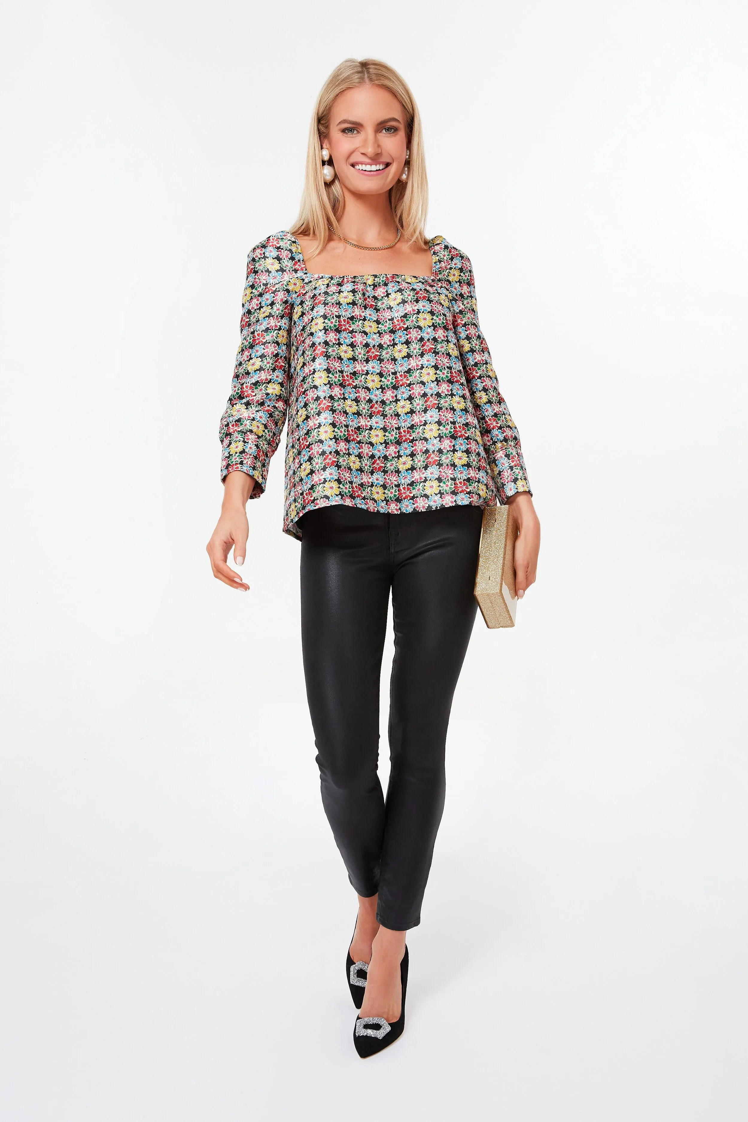 Punchy Jacquard Pink Emilie Blouse