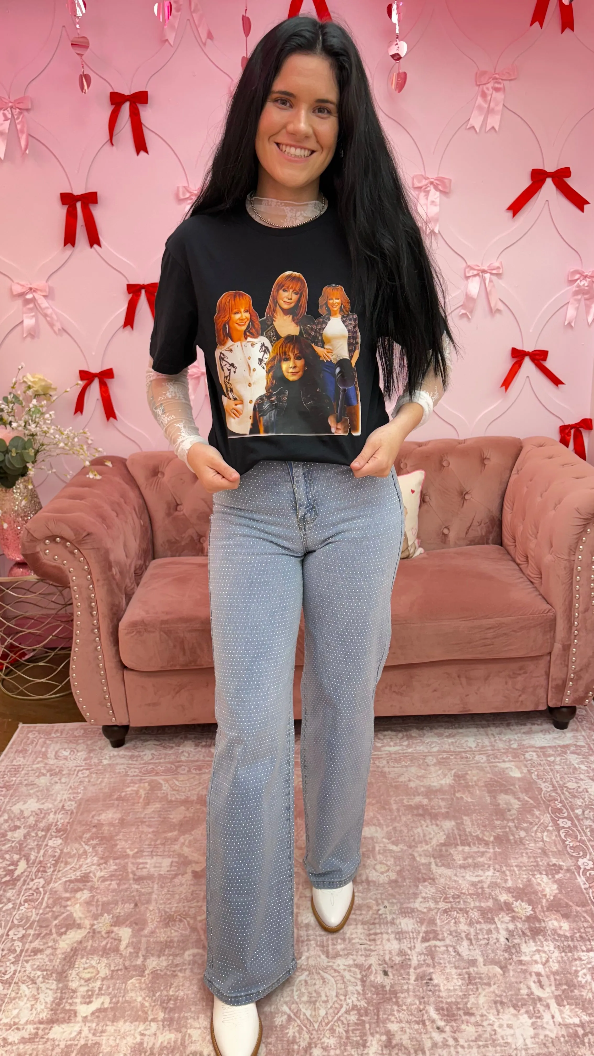 Rhinestone Hotfix Stretch Denim Pants