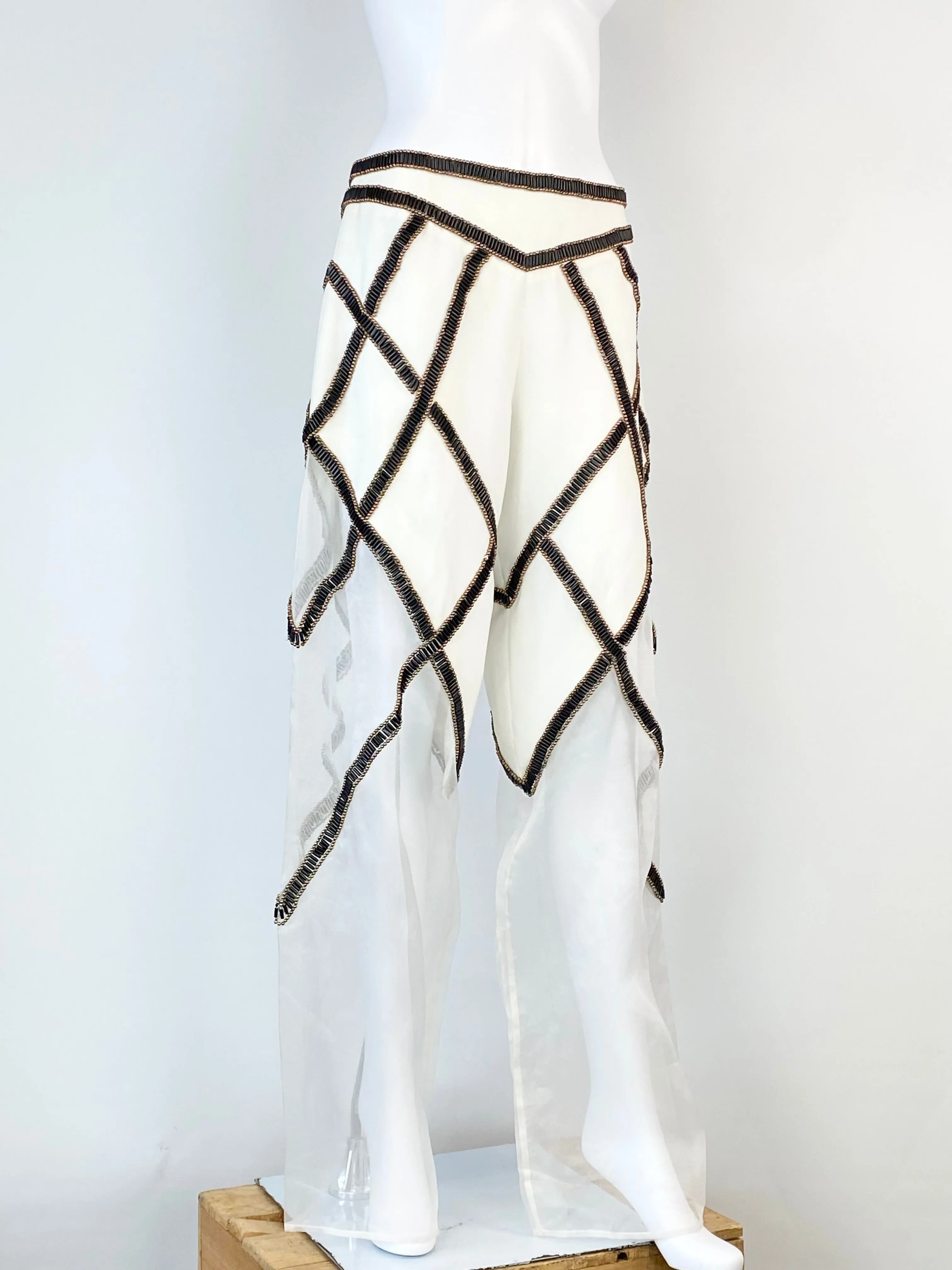Sass & Bide White 'Bite your Tongue' Beaded Slacks NWT - AU8