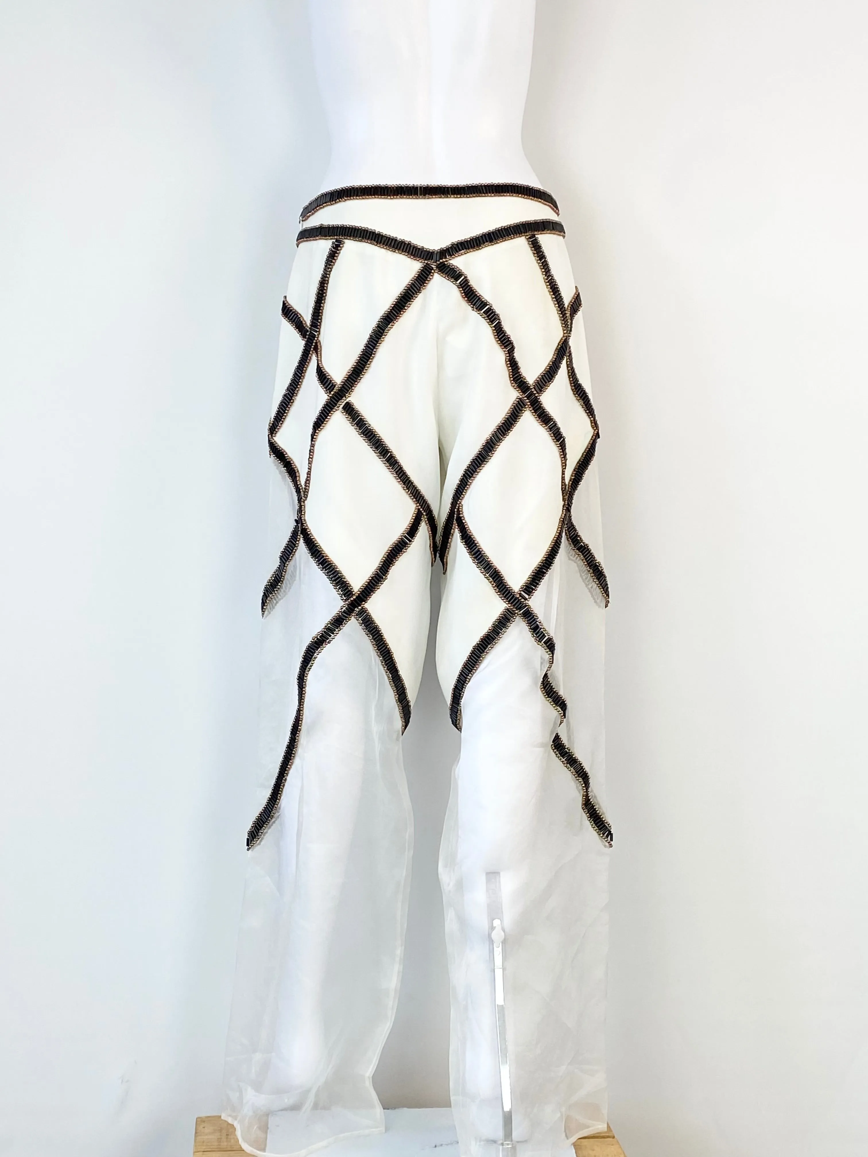 Sass & Bide White 'Bite your Tongue' Beaded Slacks NWT - AU8