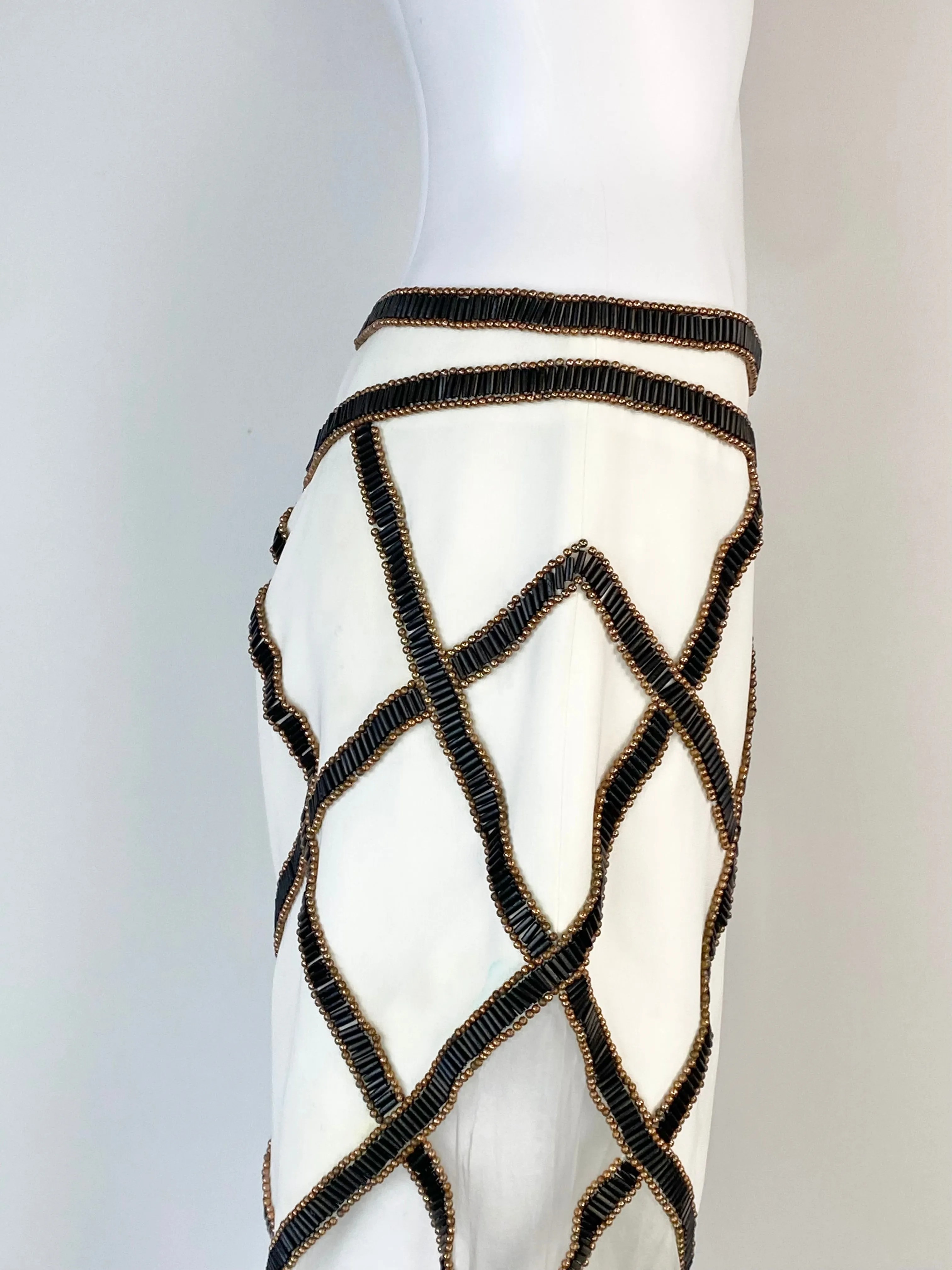 Sass & Bide White 'Bite your Tongue' Beaded Slacks NWT - AU8