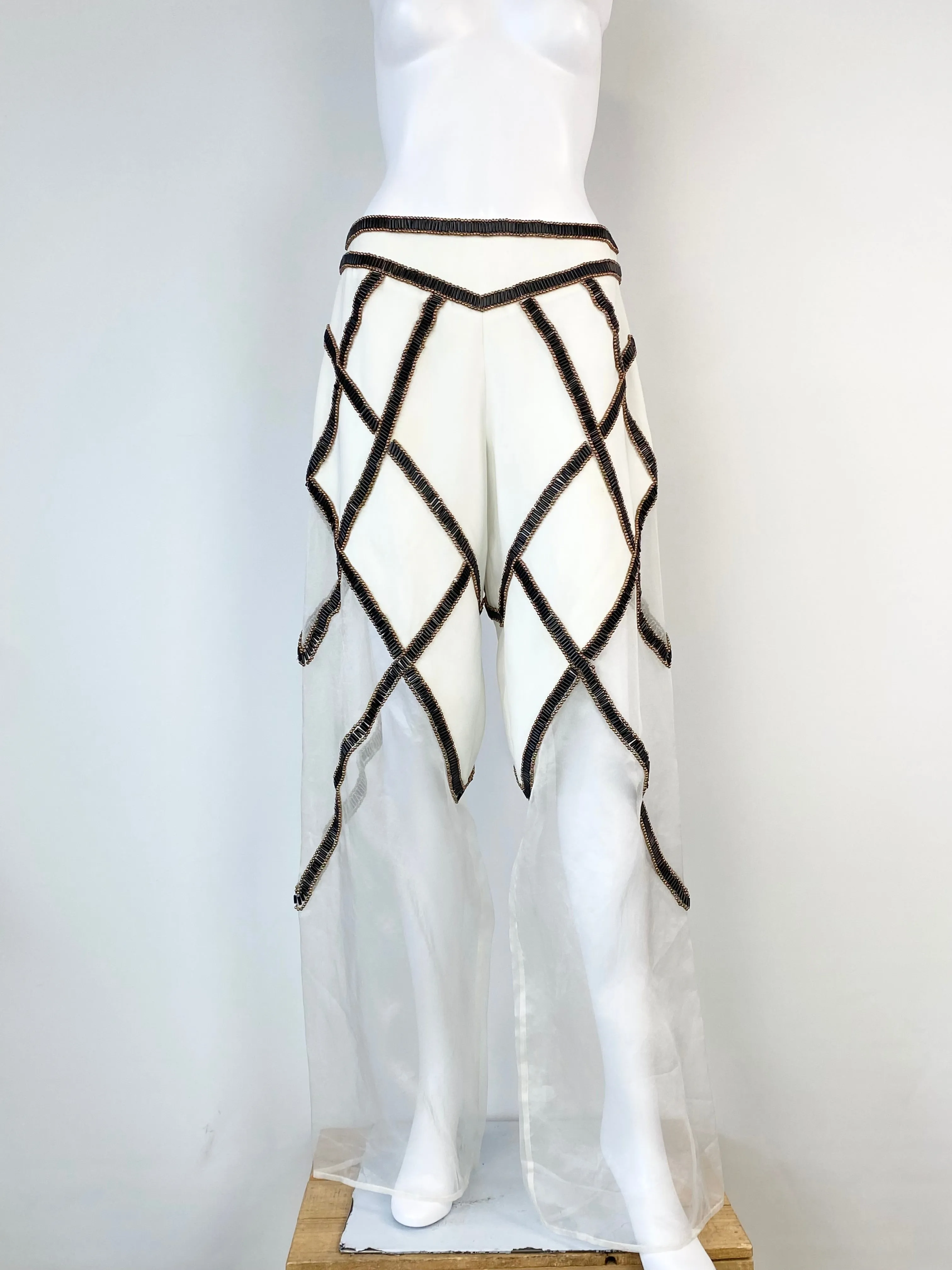 Sass & Bide White 'Bite your Tongue' Beaded Slacks NWT - AU8