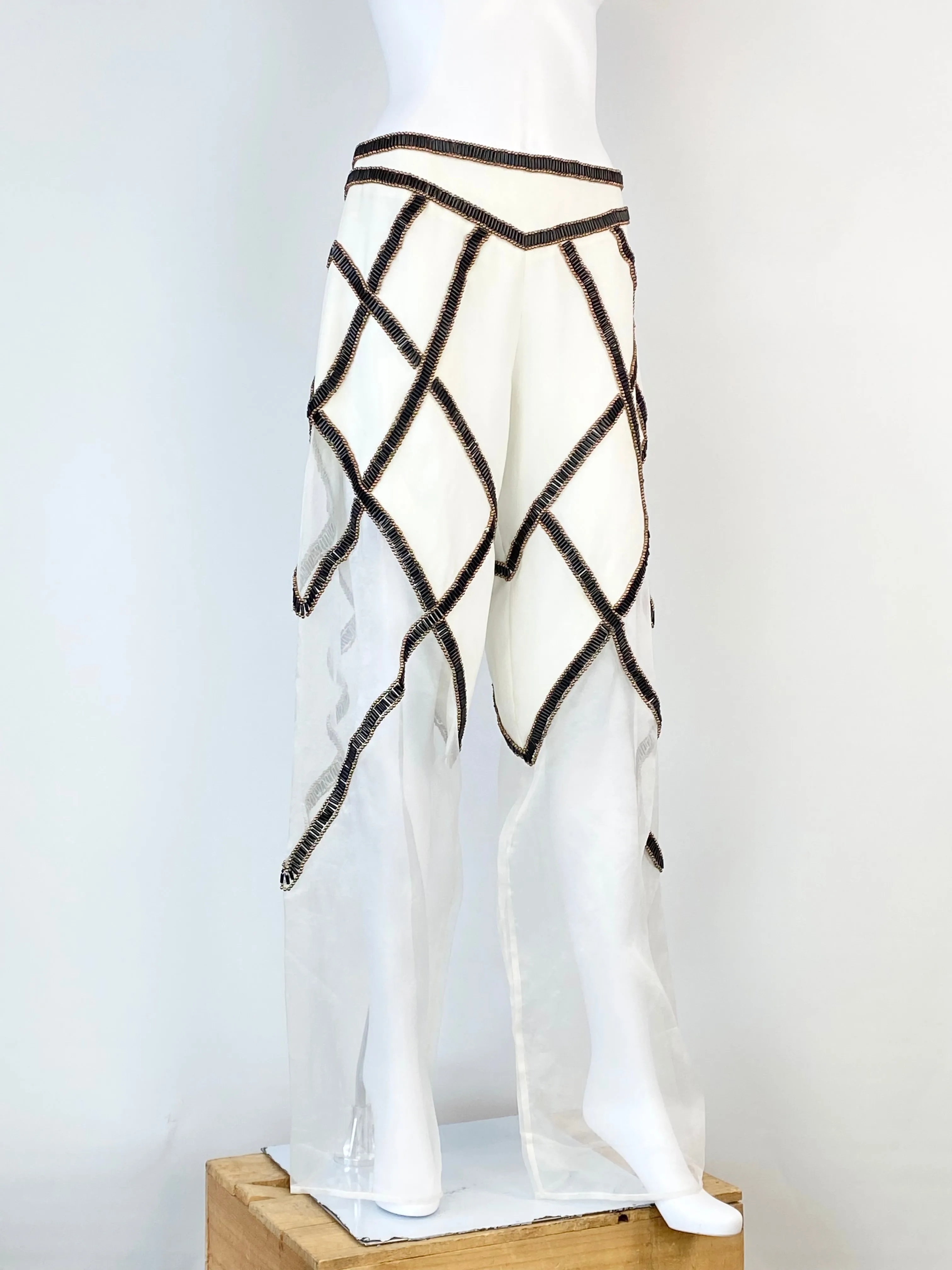 Sass & Bide White 'Bite your Tongue' Beaded Slacks NWT - AU8