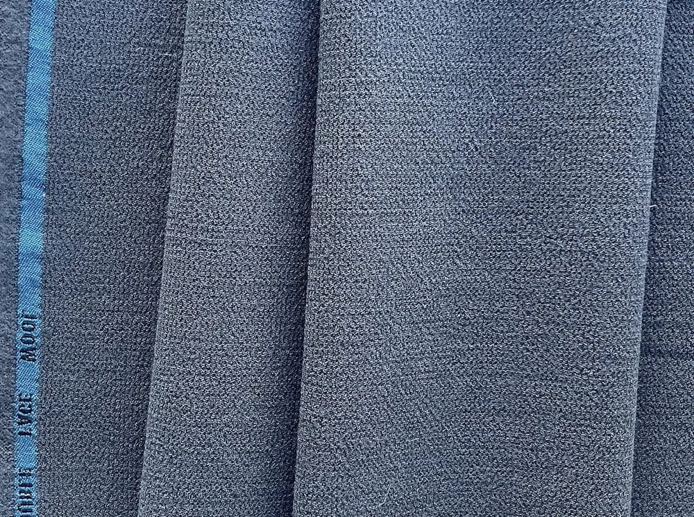 Selvedged Steel Grey Double-Faced Wool Crepe (Made in Italy)