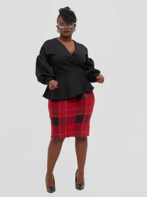 Silk House Collection Mia Skirt & Koa Top - Plaid Red / Black