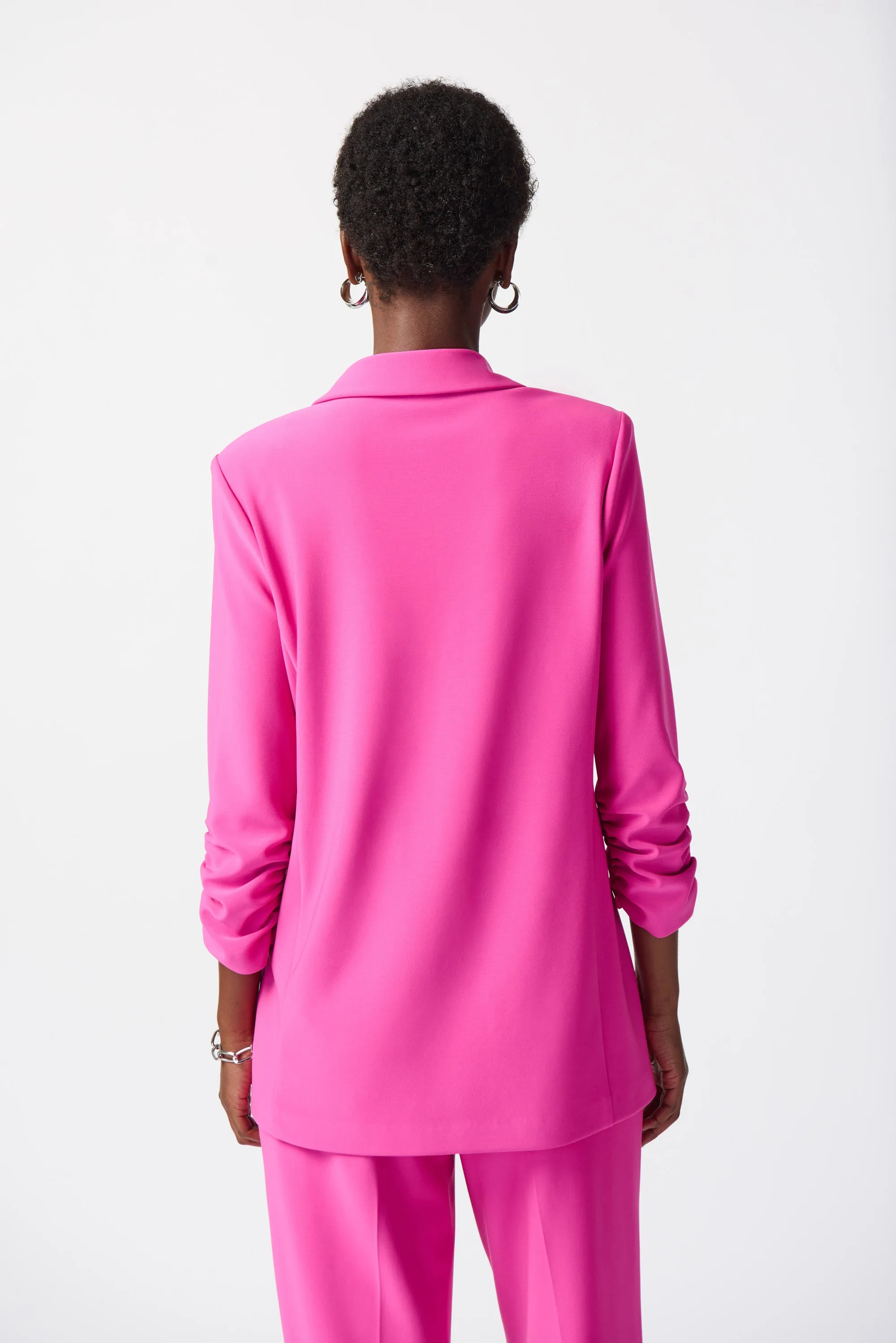 Silky Knit Blazer with Shirred Sleeves