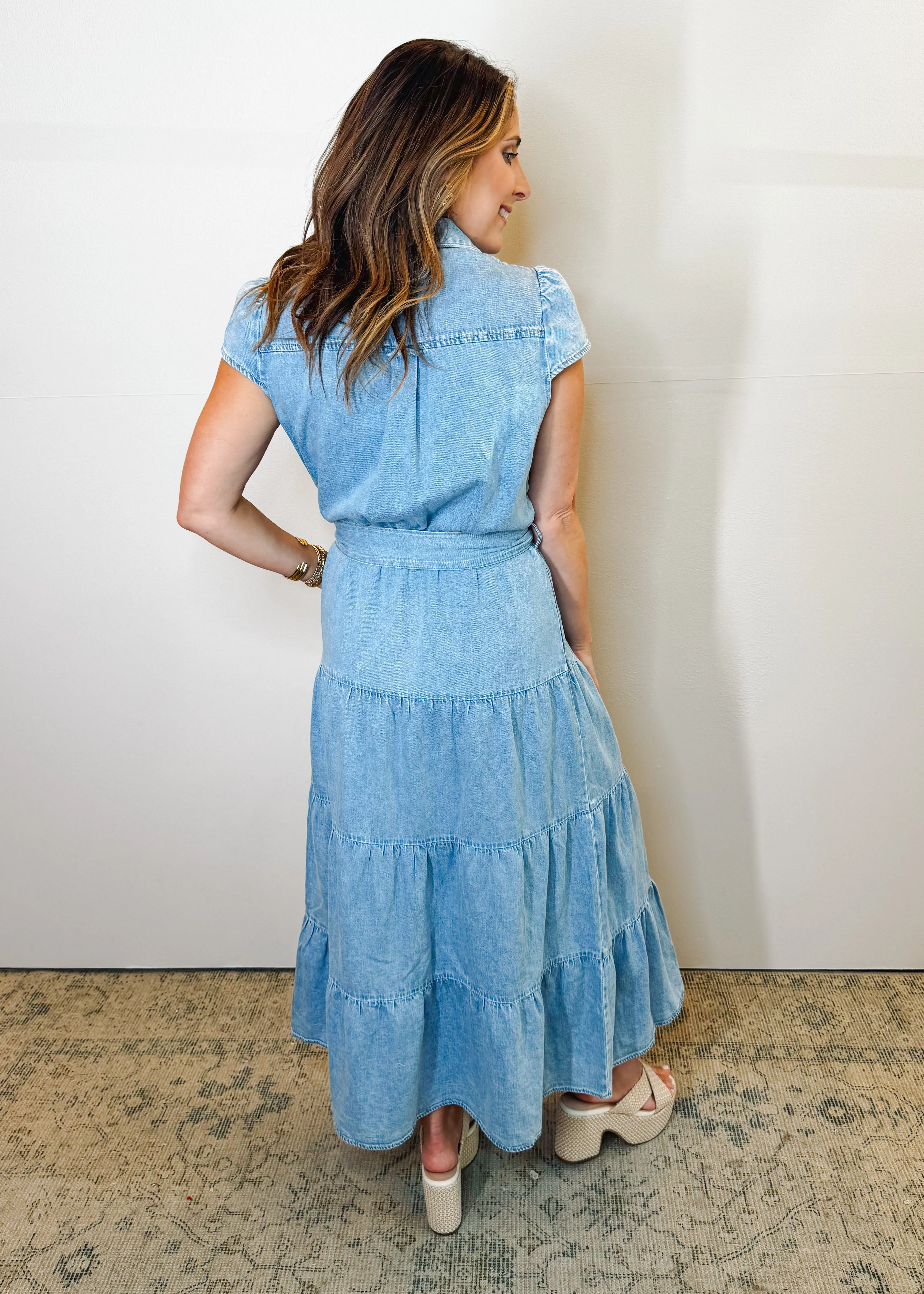 Tiered Maxi Light Denim