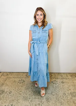 Tiered Maxi Light Denim