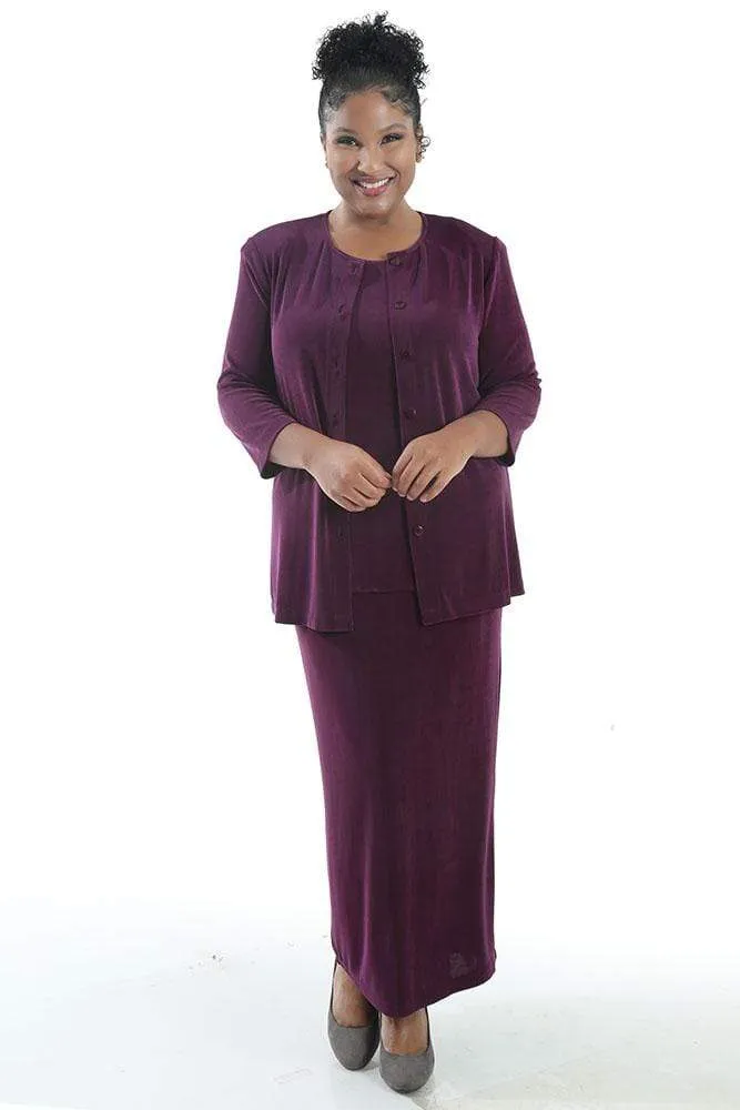 Vikki Vi Classic Boysenberry 3/4 Sleeve Cardigan