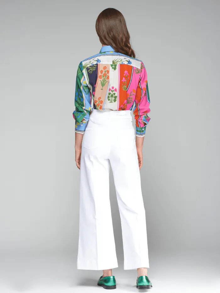 Vilagallo Women's NOA Wide Leg Cropped Trousers In White 32147