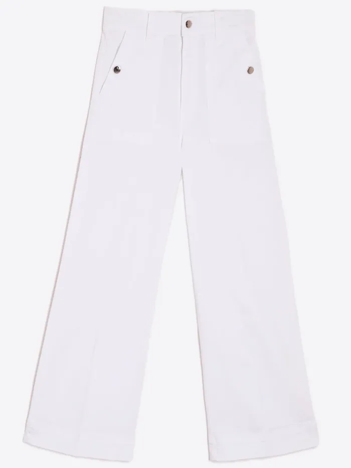 Vilagallo Women's NOA Wide Leg Cropped Trousers In White 32147